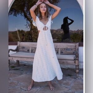 NWT Free People Endless Summer Extra Dose Light Blue Keyhole Midi Dress XL